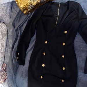 Miss Avenue Deep Plunge Black Dress